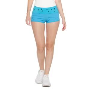 Oiselle Athletic Roga Shorts Women's XS/S Blue Elastic Waistband Back Zip Pocket